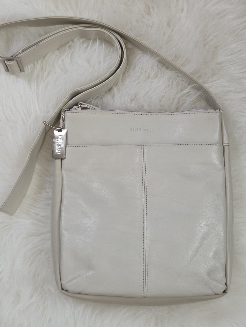 Ivory Leather Crossbody Bag